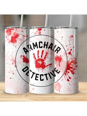 True Crime. Detective. Coffee  20 oz printed tumbler with stainless steel straw